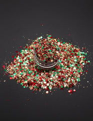 Christmas Ribbon Glitter Mix – Red, Green & Gold, 50g Refill Bag