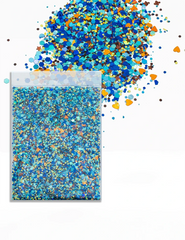 Storybook Sky Heart & Star Glitter Mix – Blue, Aqua & Gold, 50g Refill Bag