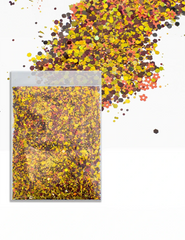 Golden Harvest Flower Glitter Mix – Yellow, Brown & Orange, 50g Refill Bag