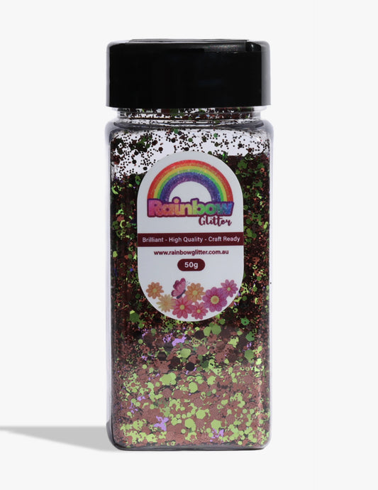 Moss & Mulberry Green Purple Confetti Glitter