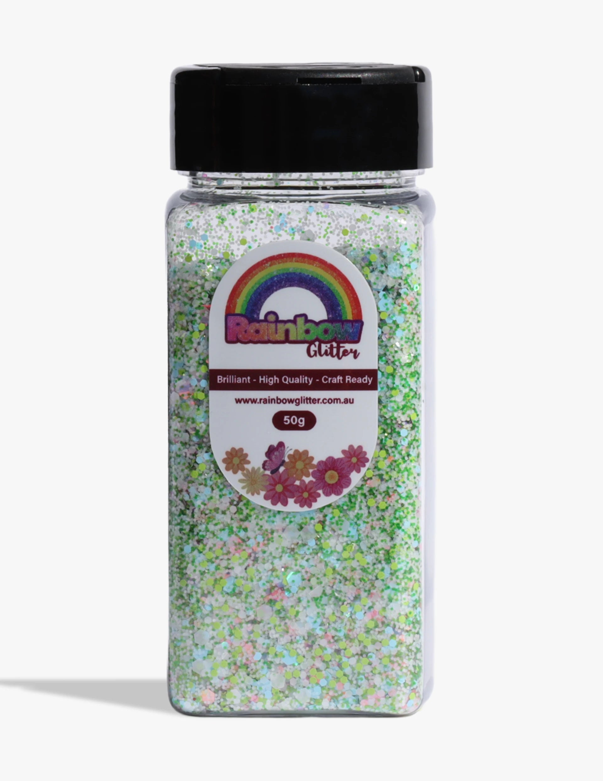 Moonflower Mist Aqua Lilac Floral Glitter