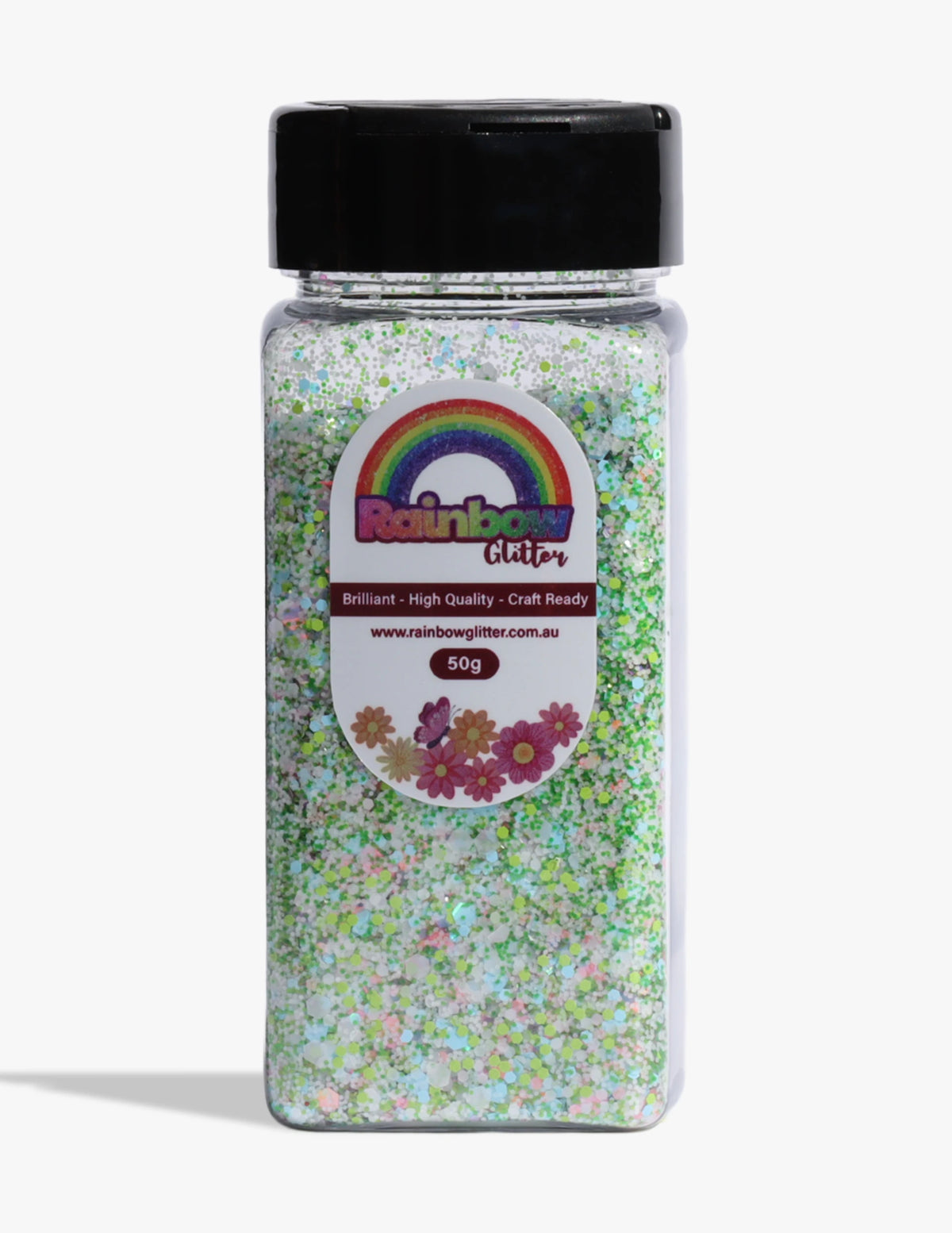 Moonflower Mist Aqua Lilac Floral Glitter