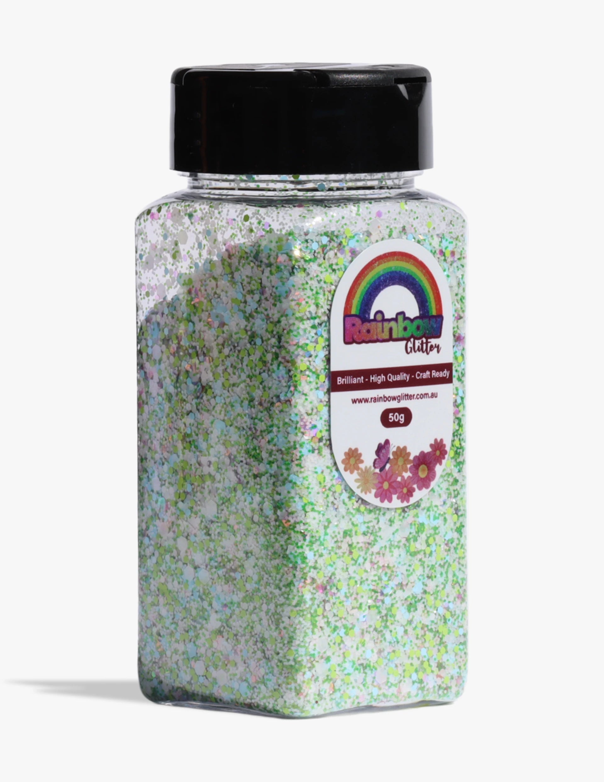 Moonflower Mist Aqua Lilac Floral Glitter