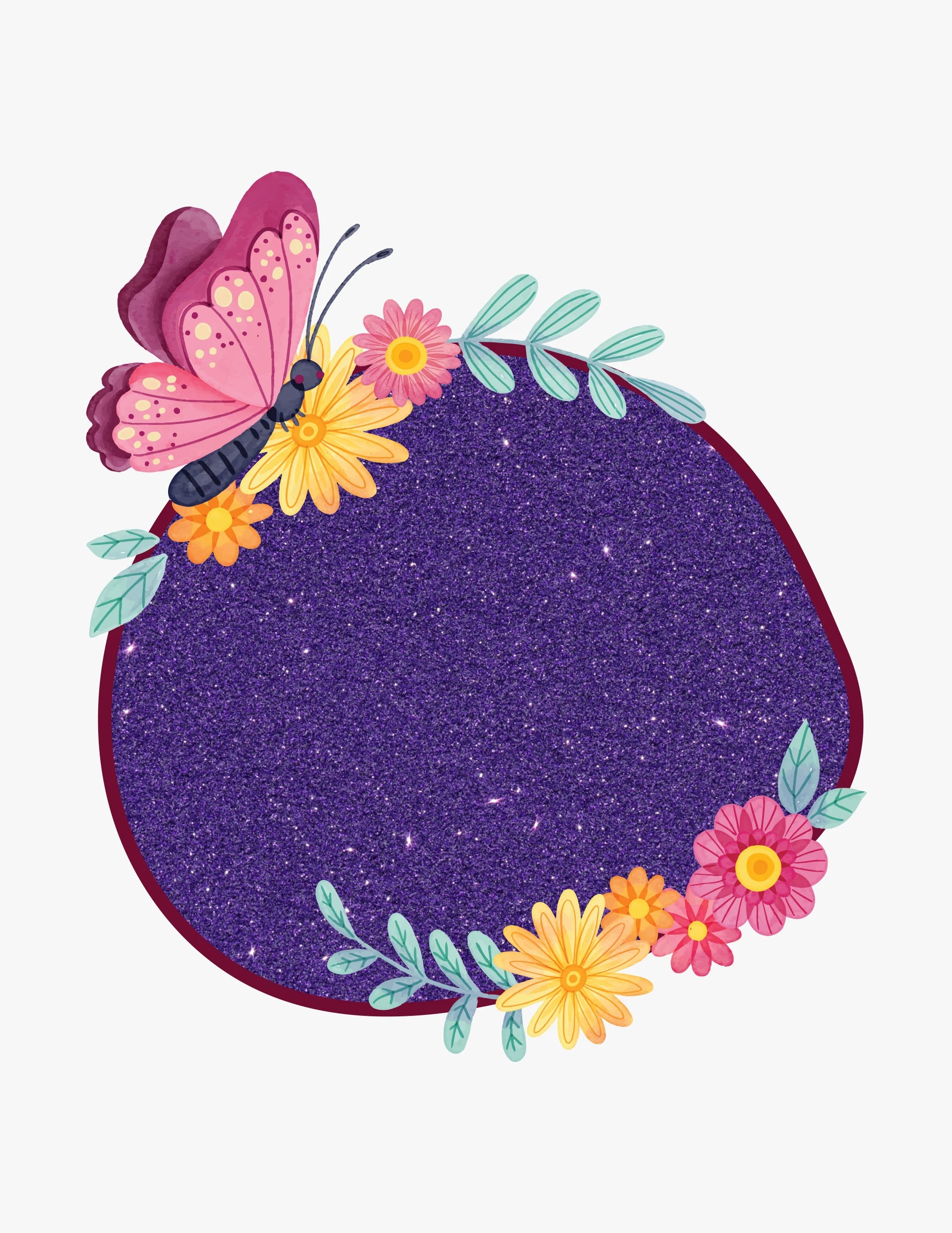 Close-up of magenta-purple glitter particles