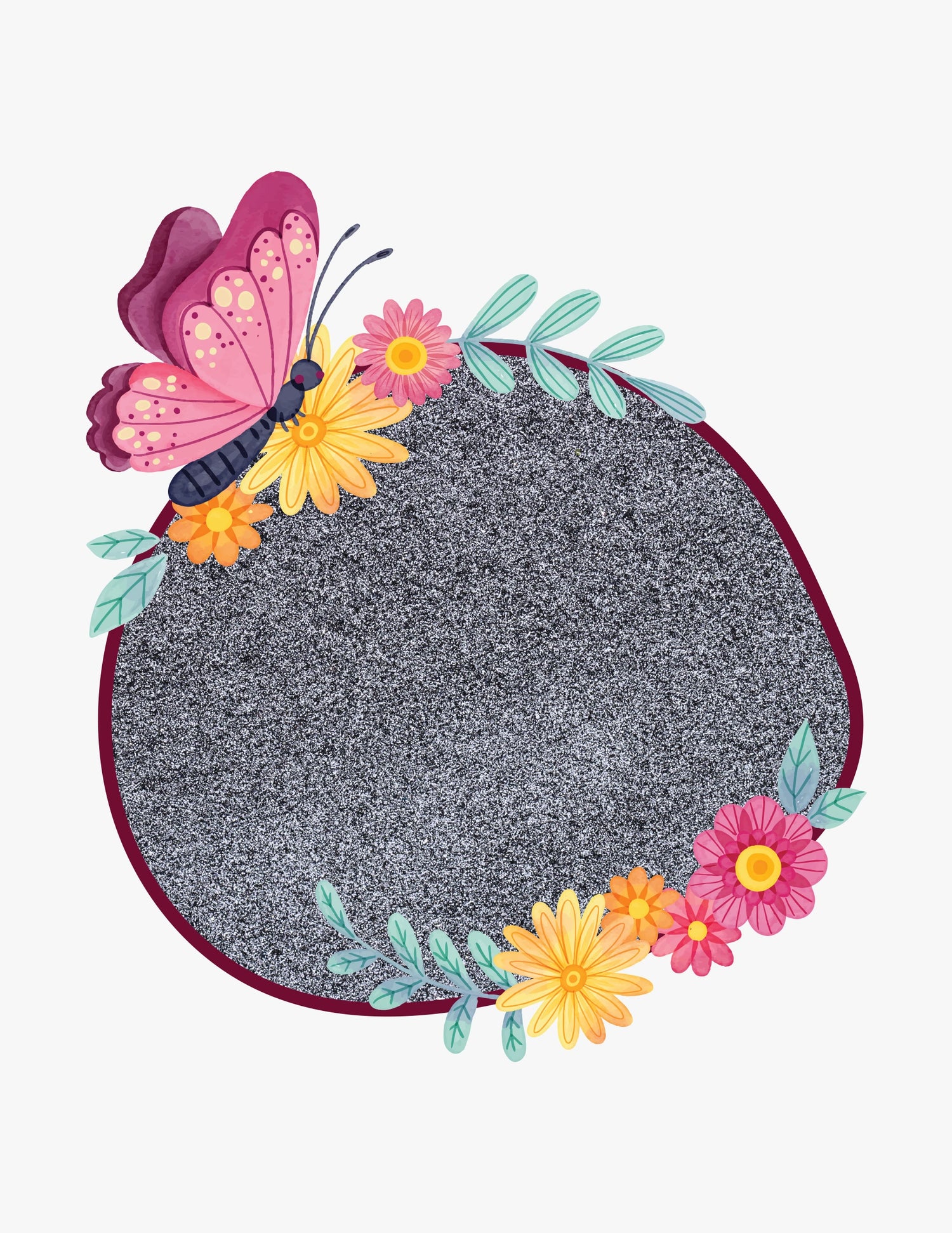 Close-up of black and white glitter particles