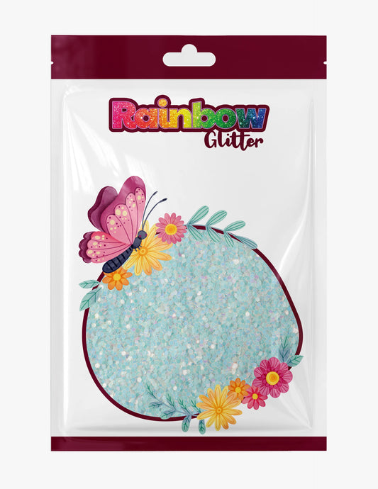 Clear Glow in the Dark Glitter in Rainbow Glitter 50g refill bag