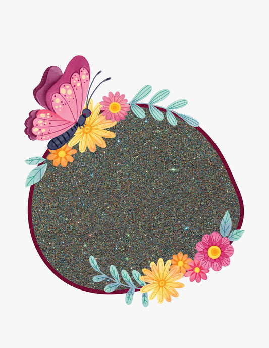 Close-up of multicolour rainbow glitter particles