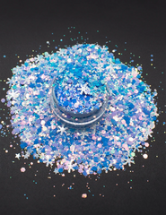 Frozen Sky Snowflake Glitter Mix – Blue, Lilac & White, 50g Refill Bag