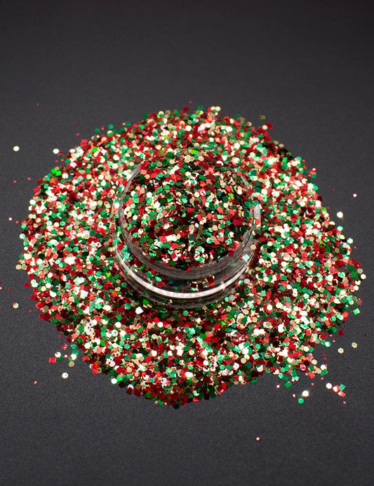 Classic Christmas Confetti Glitter Mix – Red, Green & Gold, 50g Refill Bag