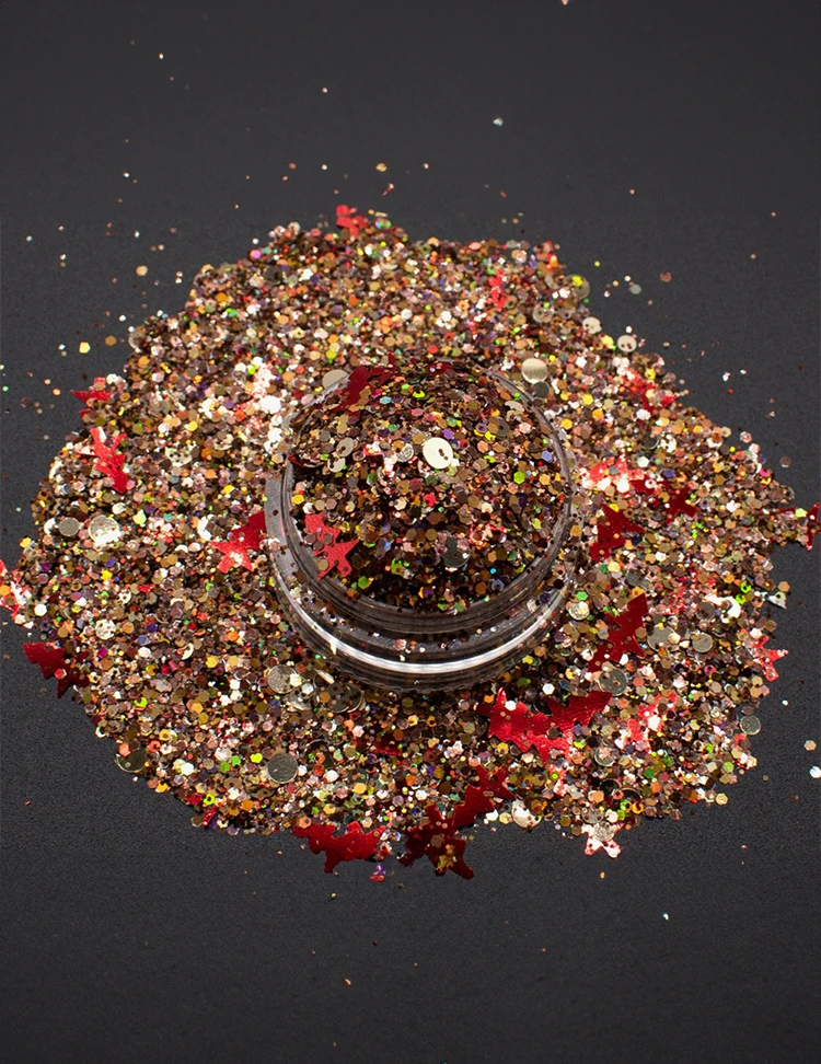 Rustic Christmas Tree Glitter Mix – Bronze, Gold & Red, 50g Refill Bag