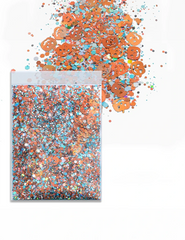 Frosted Pumpkin Halloween Glitter Mix – Orange, Silver & Blue, 50g Refill Bag