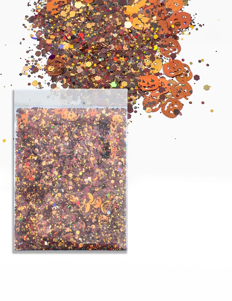 Rustic Pumpkin Halloween Glitter Mix – Brown, Copper & Gold, 50g Refill Bag