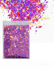 Autumn Berry Maple Leaf Glitter Mix – Purple, Red & Gold, 50g Refill Bag