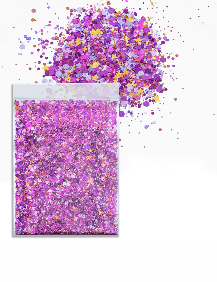 Cosmic Berry Star Glitter Mix – Purple, Pink & Gold, 50g Refill Bag