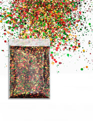 Holiday Garland Chunky Glitter Mix – Red, Green & Gold, 50g Refill Bag