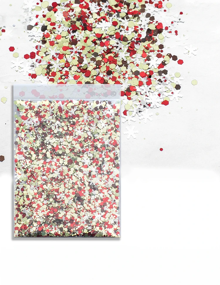 Gingerbread Cottage Glitter Mix – Red, Cream & Cocoa, 50g Refill Bag