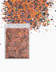 Burnt Ember Chunky Glitter Mix – Orange, Copper & Black, 50g Refill Bag