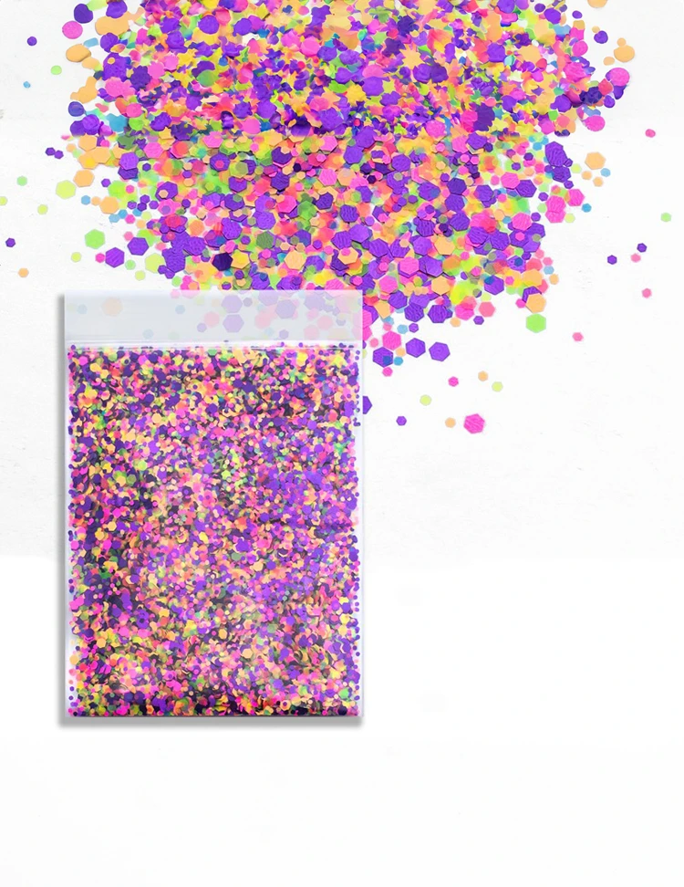 Tropical Pop Chunky Glitter Mix – Purple, Pink & Citrus, 50g Refill Bag