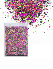 Neon After Dark Chunky Glitter Mix – Pink, Lime & Black, 50g Refill Bag