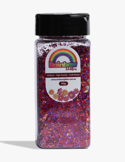 Crimson Voltage Red Magenta Glitter Mix