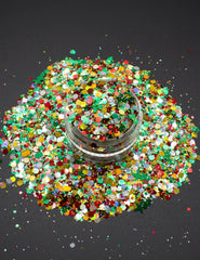 Festive Parade Christmas Tree Glitter Mix – Green, Gold & Red, 50g Refill Bag