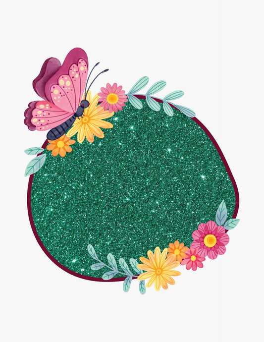 Close-up of jewel-toned green glitter