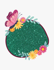 Close-up of jewel-toned green glitter