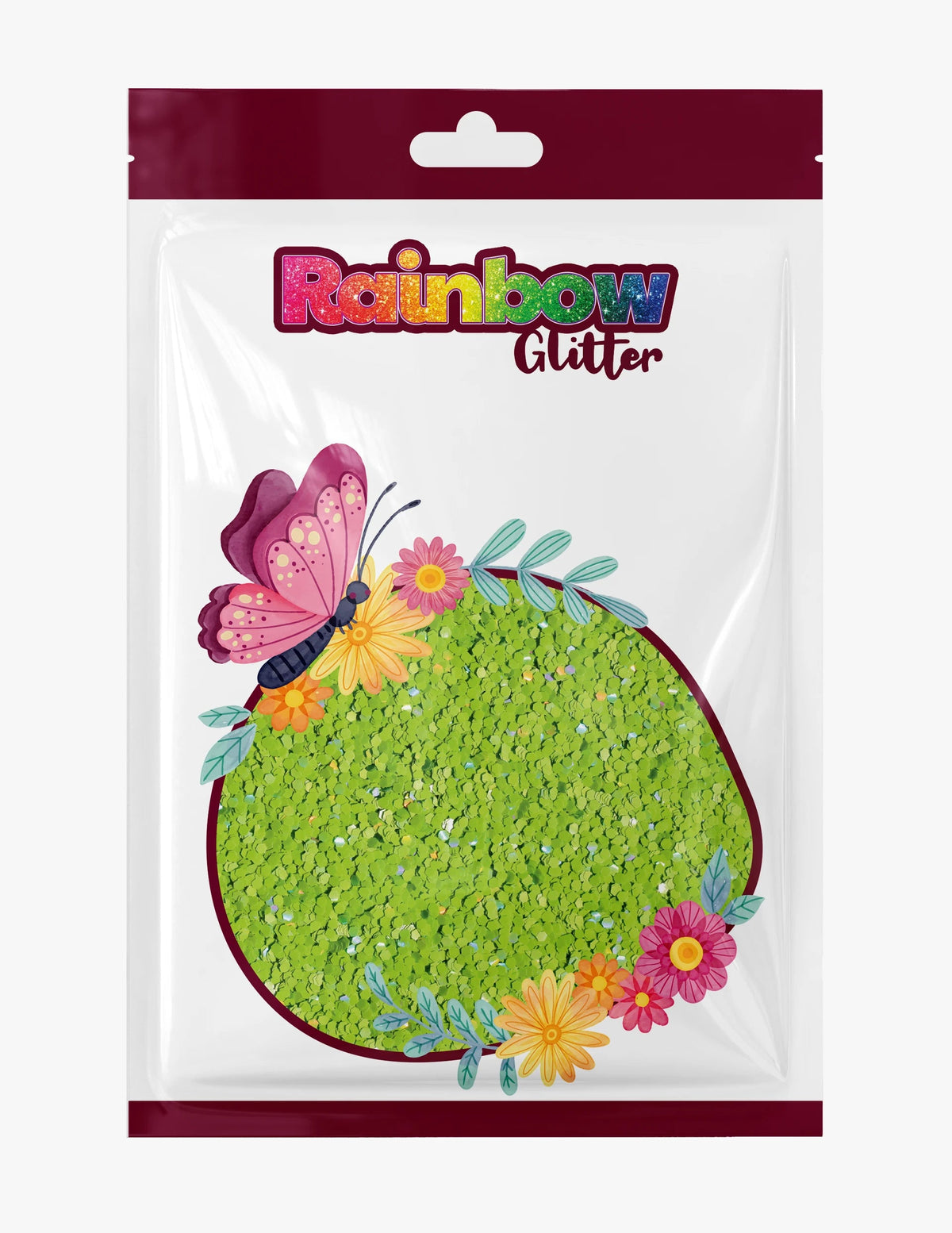Emerald green holographic Macaron glitter with botanical rainbow light, SKU 8430F