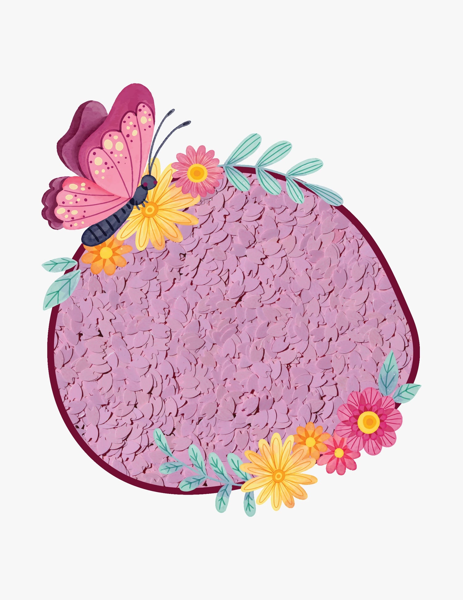 Close up of Pink 8mm petal glitter in Rainbow Glitter 50g refill bag