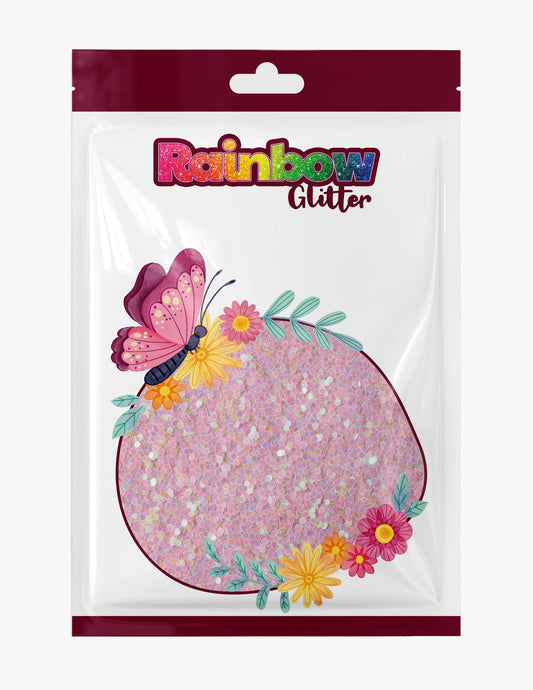 Pink Glow in the Dark Glitter in Rainbow Glitter 50g refill bag