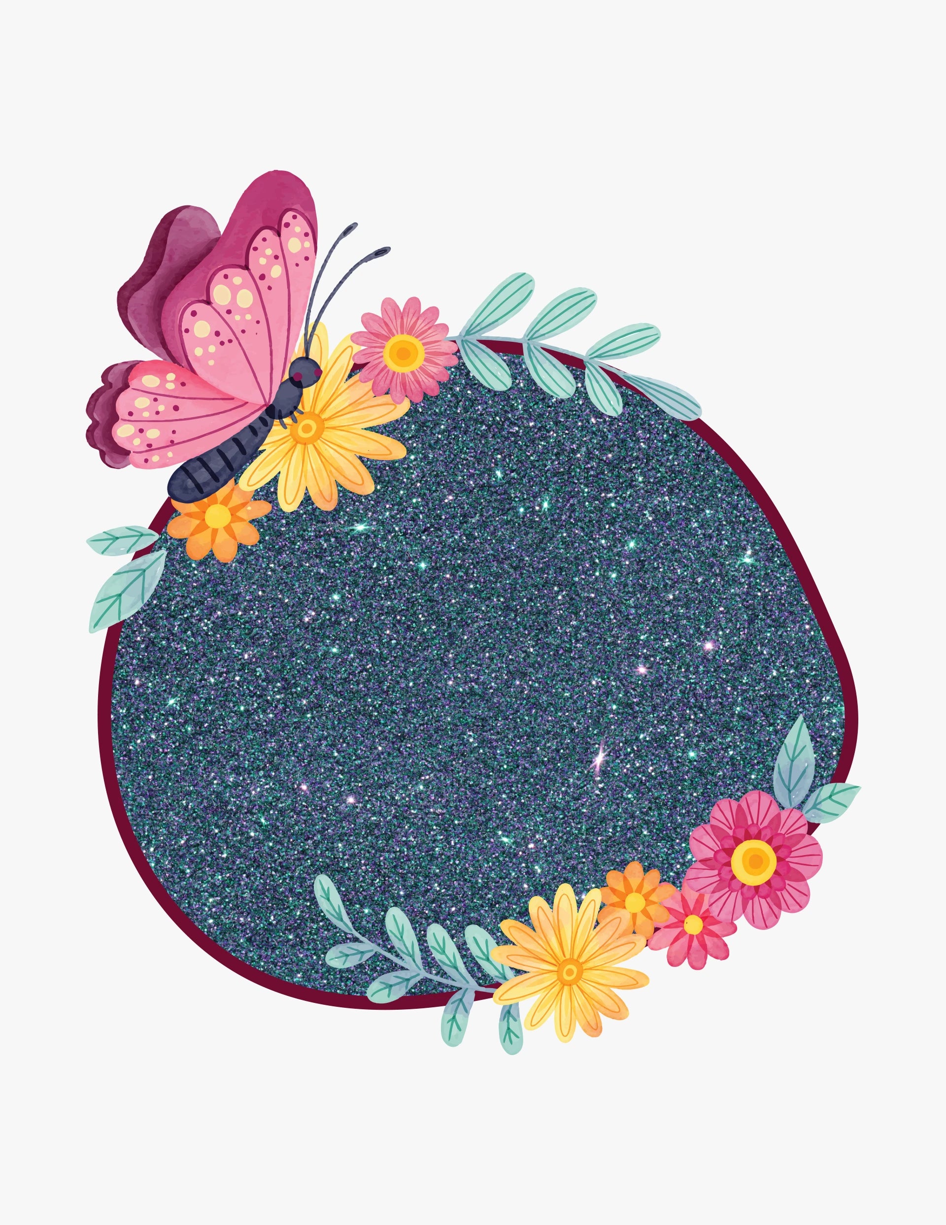 Close-up of purple and green reflective glitter